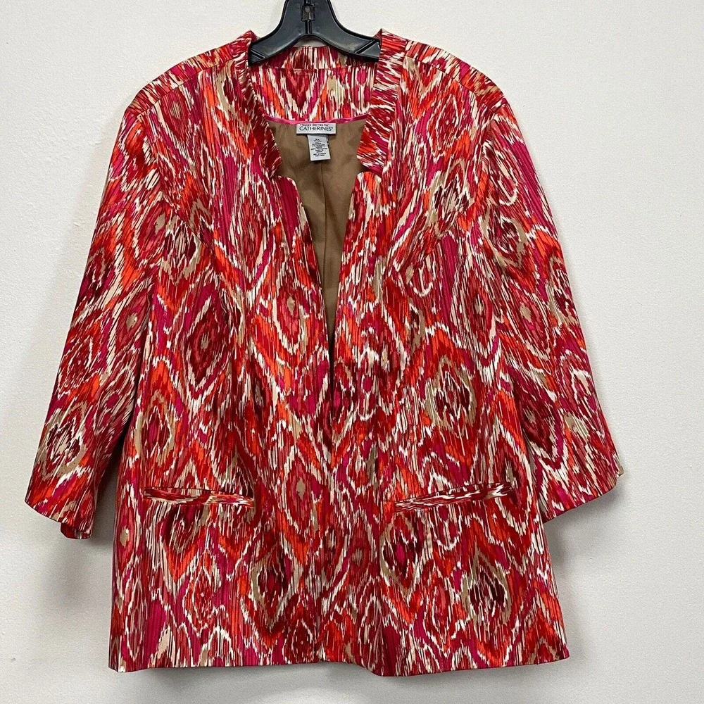 Maggie Barnes for Catherines Open Blazers Women Plus Sz 3x‎ Abstract Print